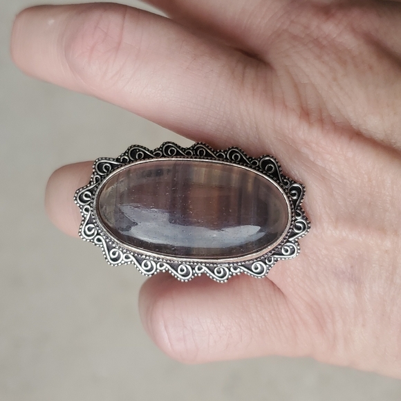 New Oversized Fluorite 925 Silver Ring. - Picture 8 of 16